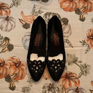 Salvatore Ferragamo Black Suede Flats